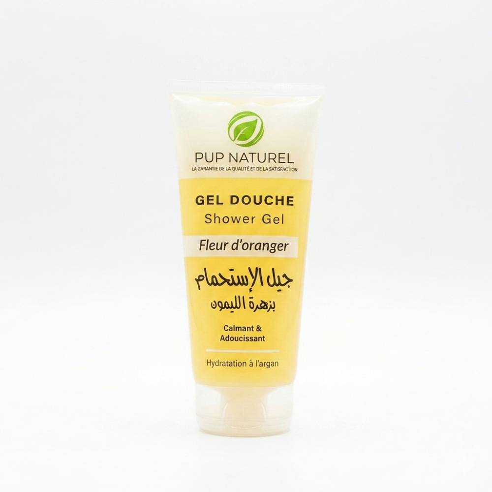Gel douche Fleur d’Oranger, soin calmant et adoucissant, enrichi en huile d’argan hydratante. Bain doux parfumé pour une peau nourrie et apaisée.