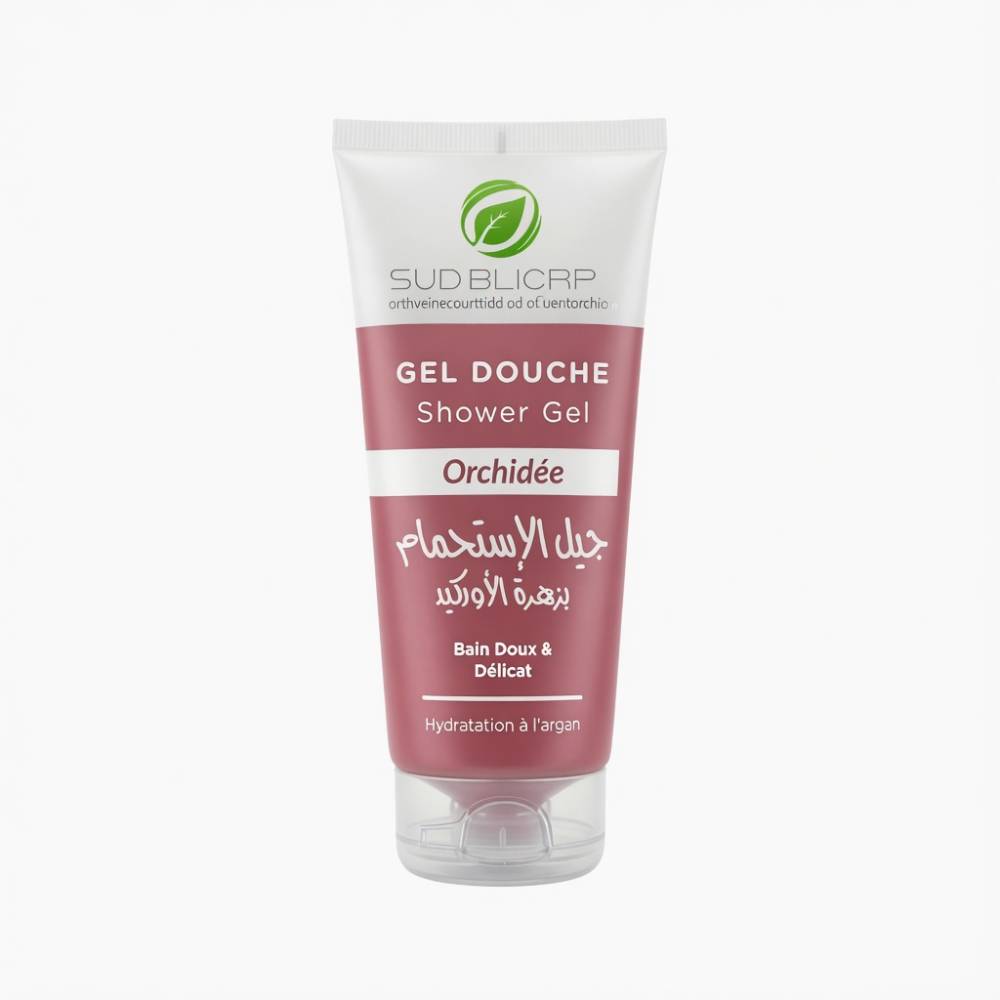 Gel douche Orchidée, bain doux et délicat, enrichi en huile d’argan hydratante. Soin parfumé pour une peau nourrie et apaisée.