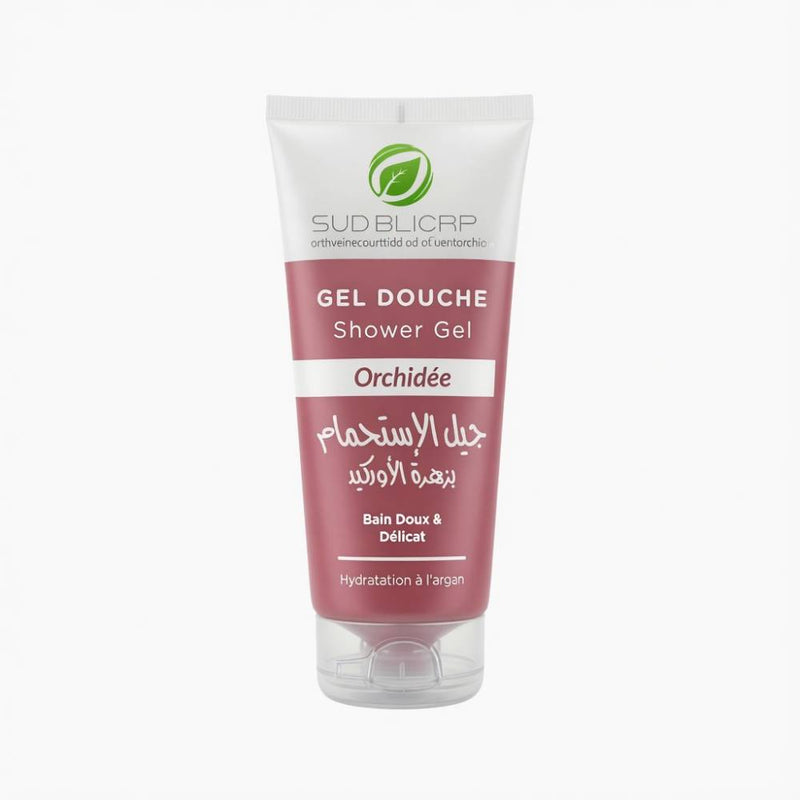 Gel douche Orchidée, bain doux et délicat, enrichi en huile d’argan hydratante. Soin parfumé pour une peau nourrie et apaisée.
