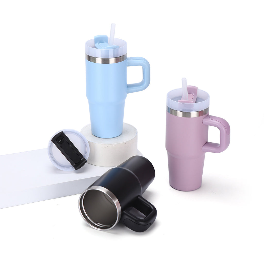 Mug inox 40oz avec poignée – Paille réutilisable et isolation thermique