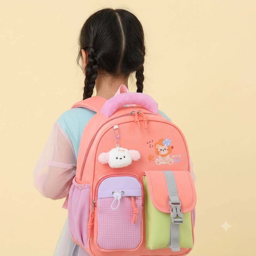 Sac à dos scolaire enfant, léger et résistant, avec compartiment principal spacieux, poche avant zippée et poches latérales.